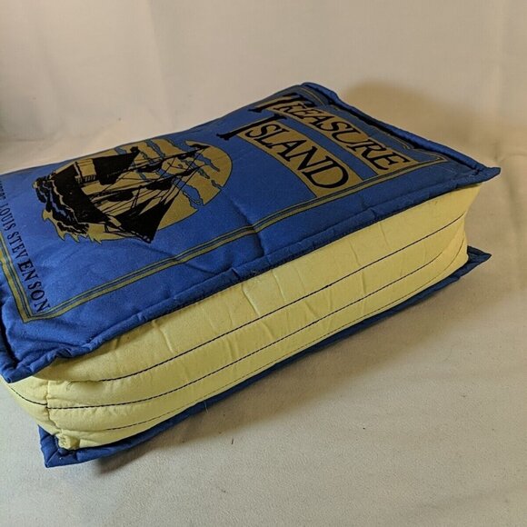 Think Geek Olde Book Pillow, Treasure Island Robert Louis Stevenson Blue Plush - Picture 8 of 10